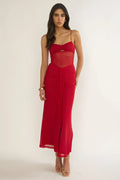 Serenella Lace Maxi Dress Red
