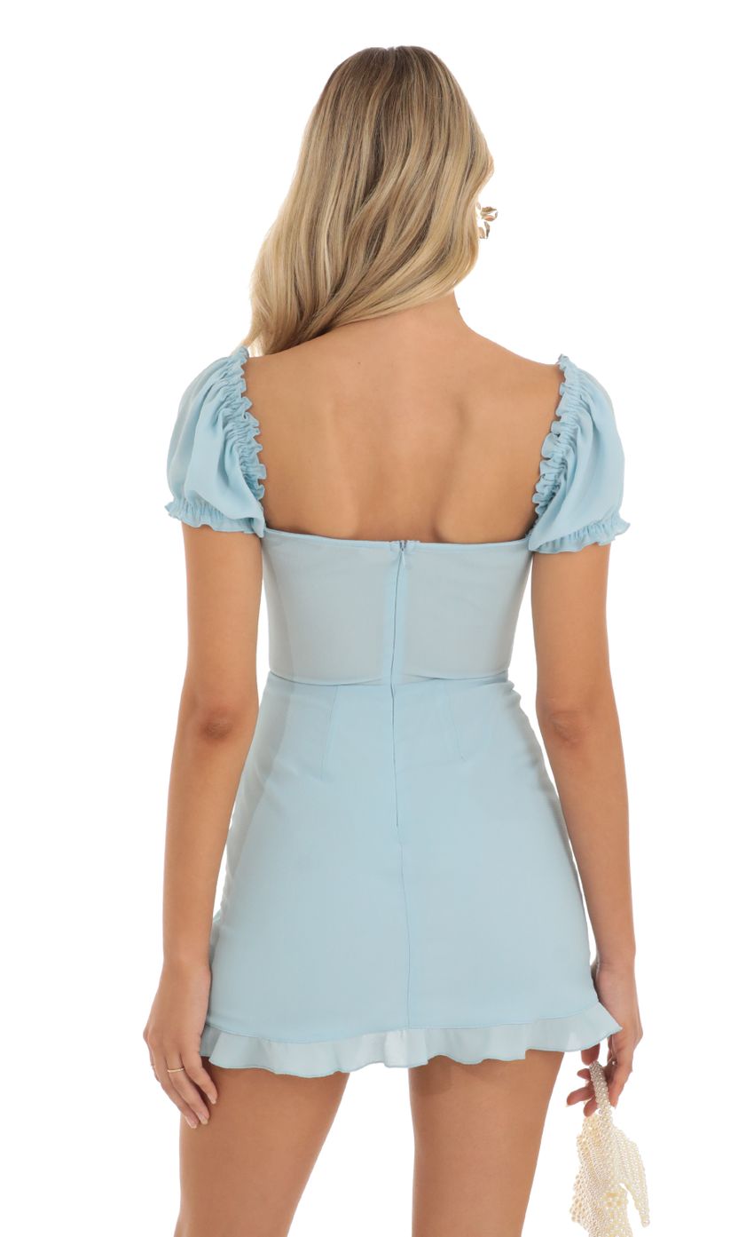 Puff Sleeve Mini Dress in Blue