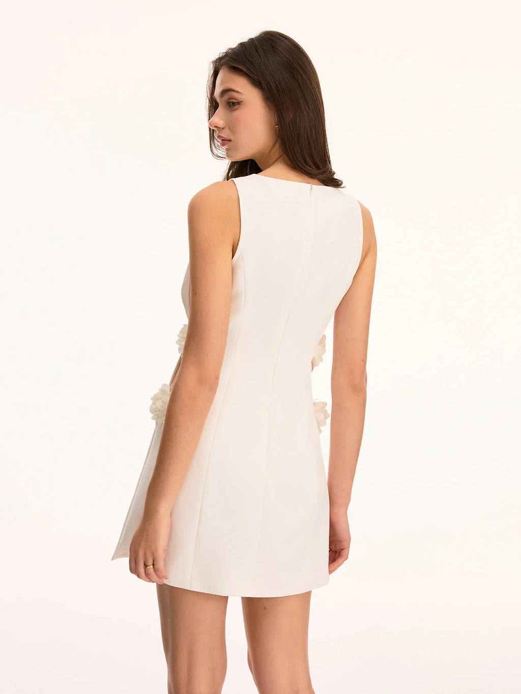 3D Floral Applique Sleeveless Mini Dress