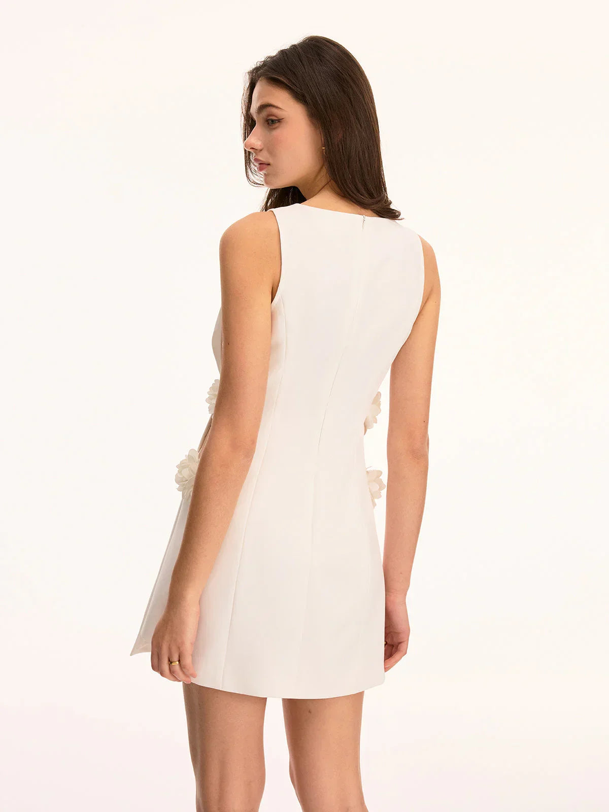 3D Floral Applique Sleeveless Mini Dress