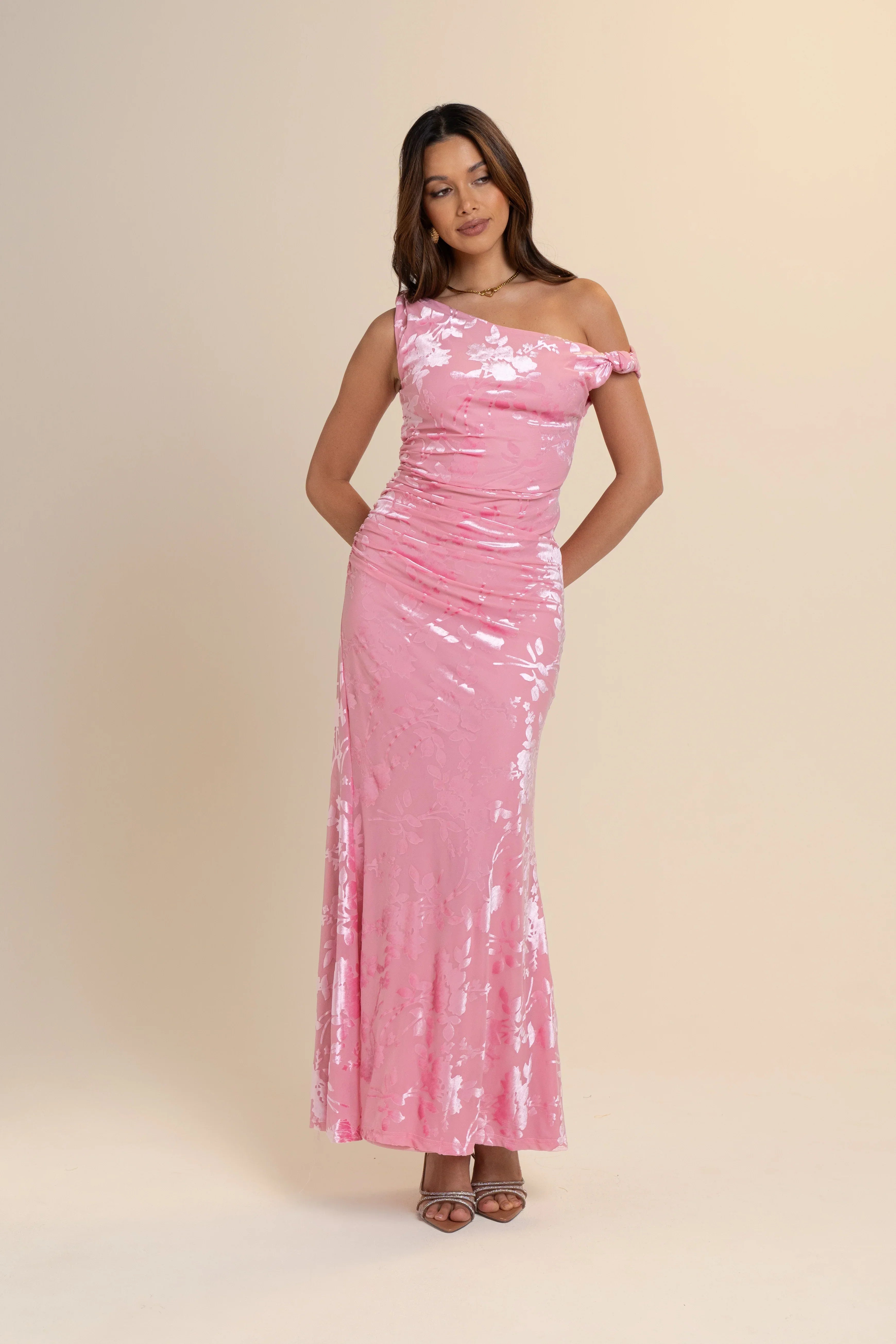Lani Drop Shoulder Pink Maxi Dress