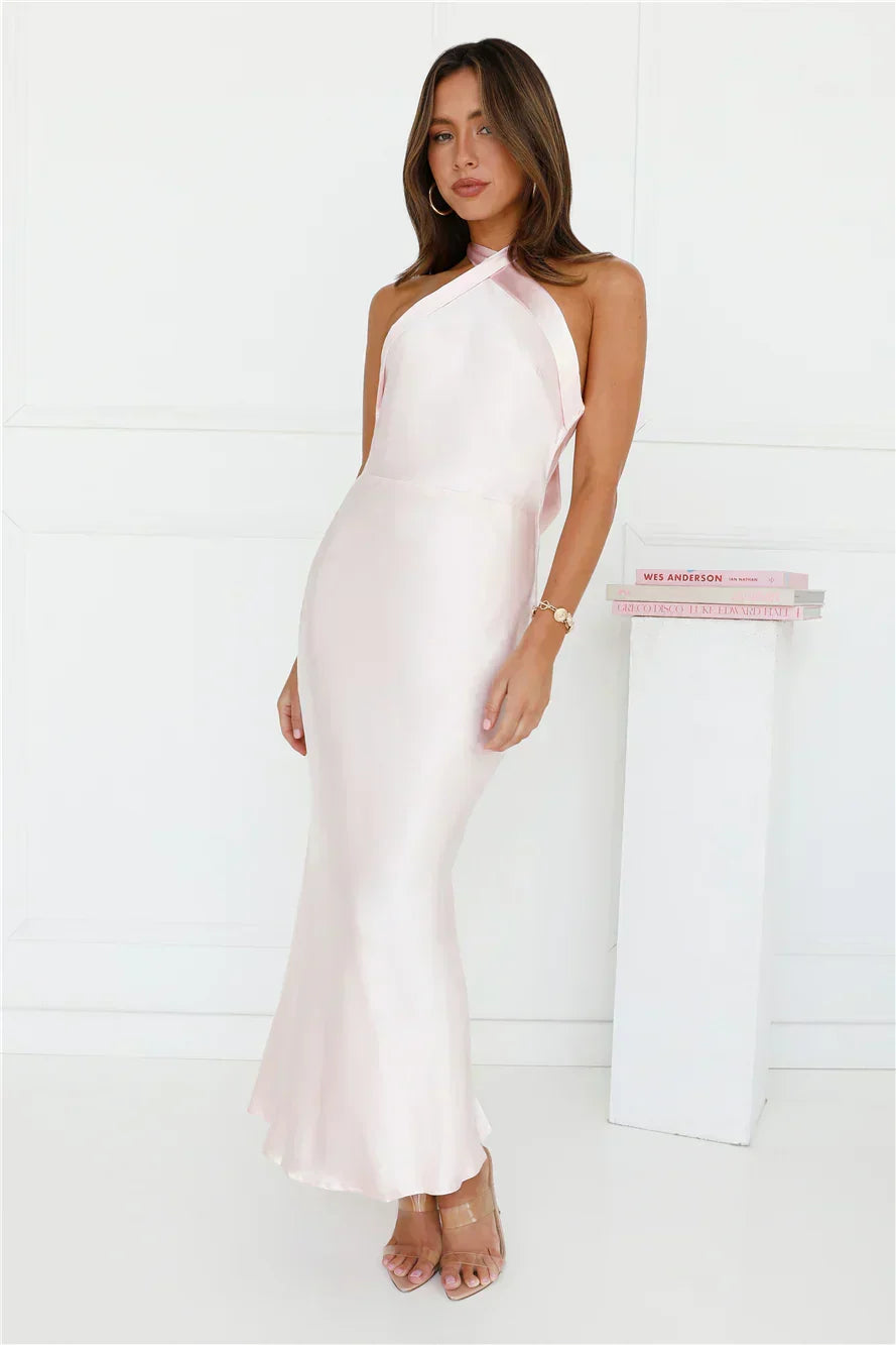 Majestic Girl Halter Satin Maxi Dress