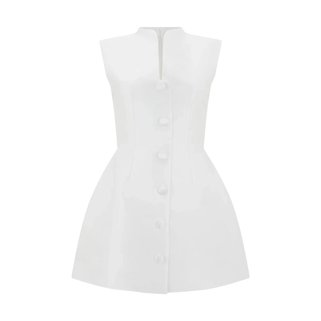 Satin Buttoned Mini Dress