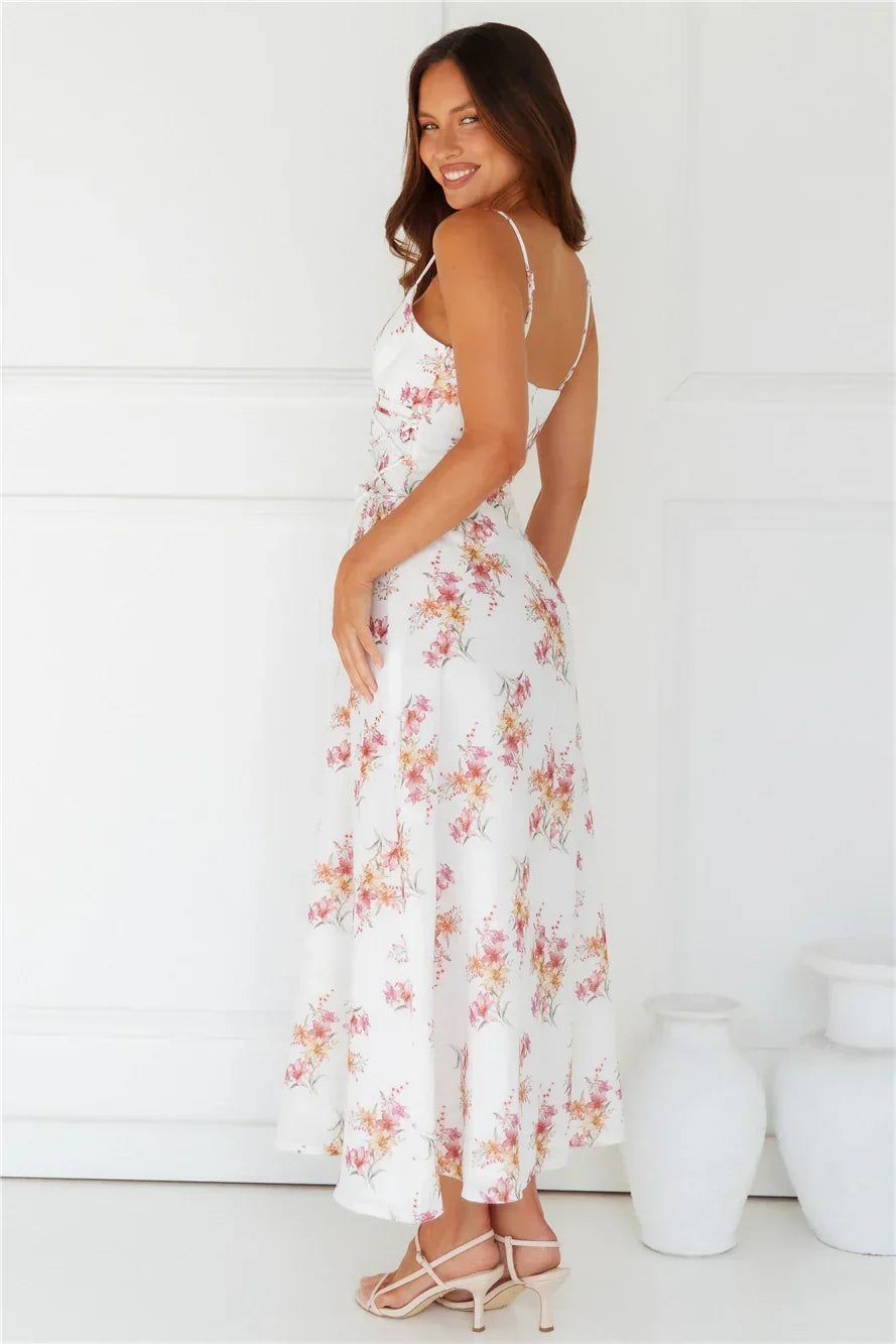 Botanical Ballerina Midi Dress White