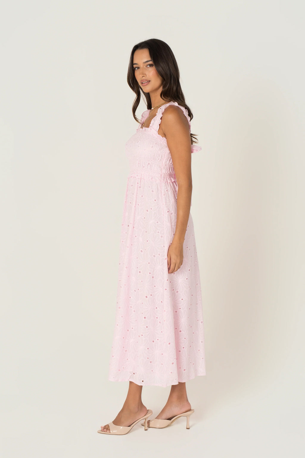 Kleo Pink Emroidered Maxi Dress