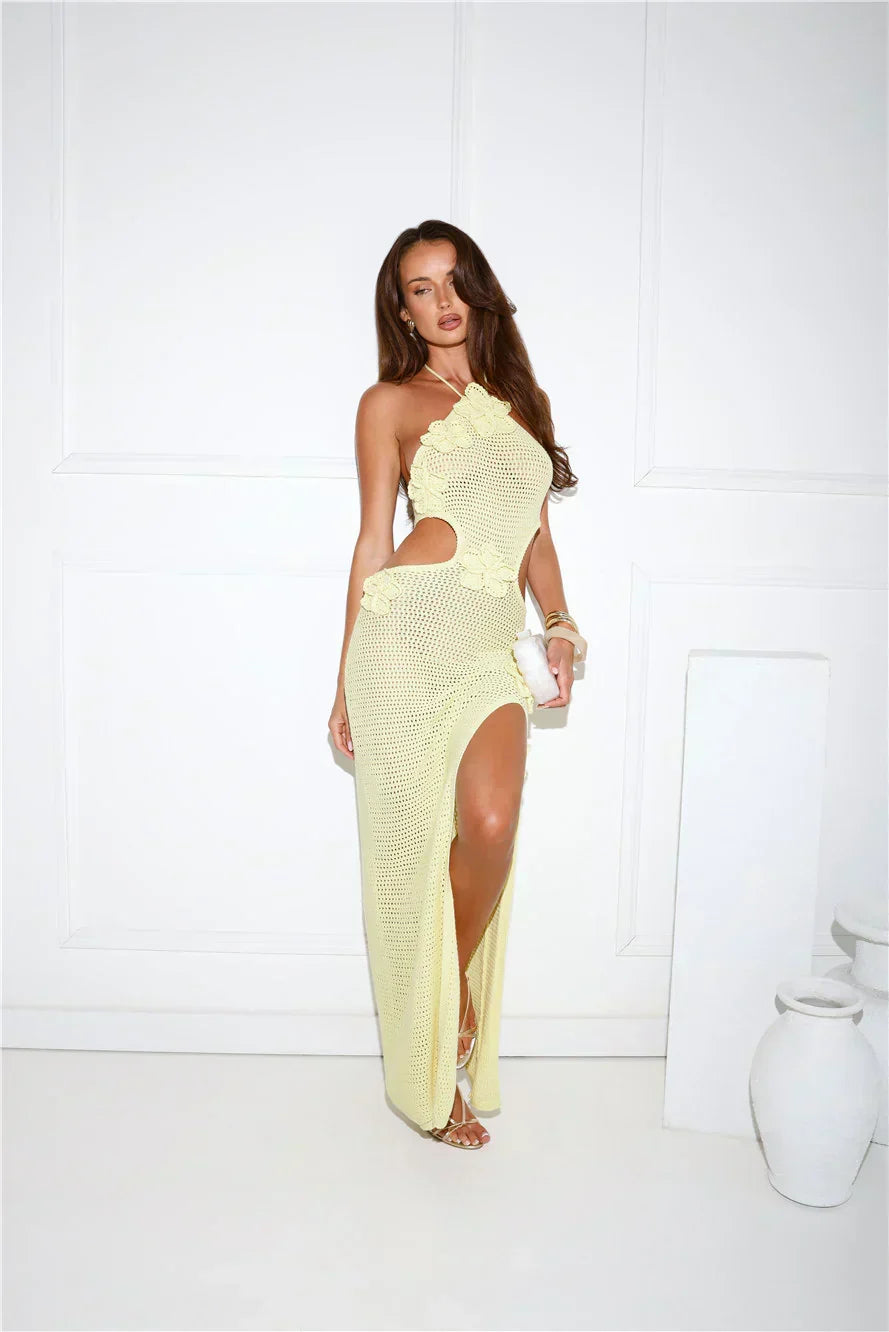 Monaco Sun Knit Halter Maxi Dress