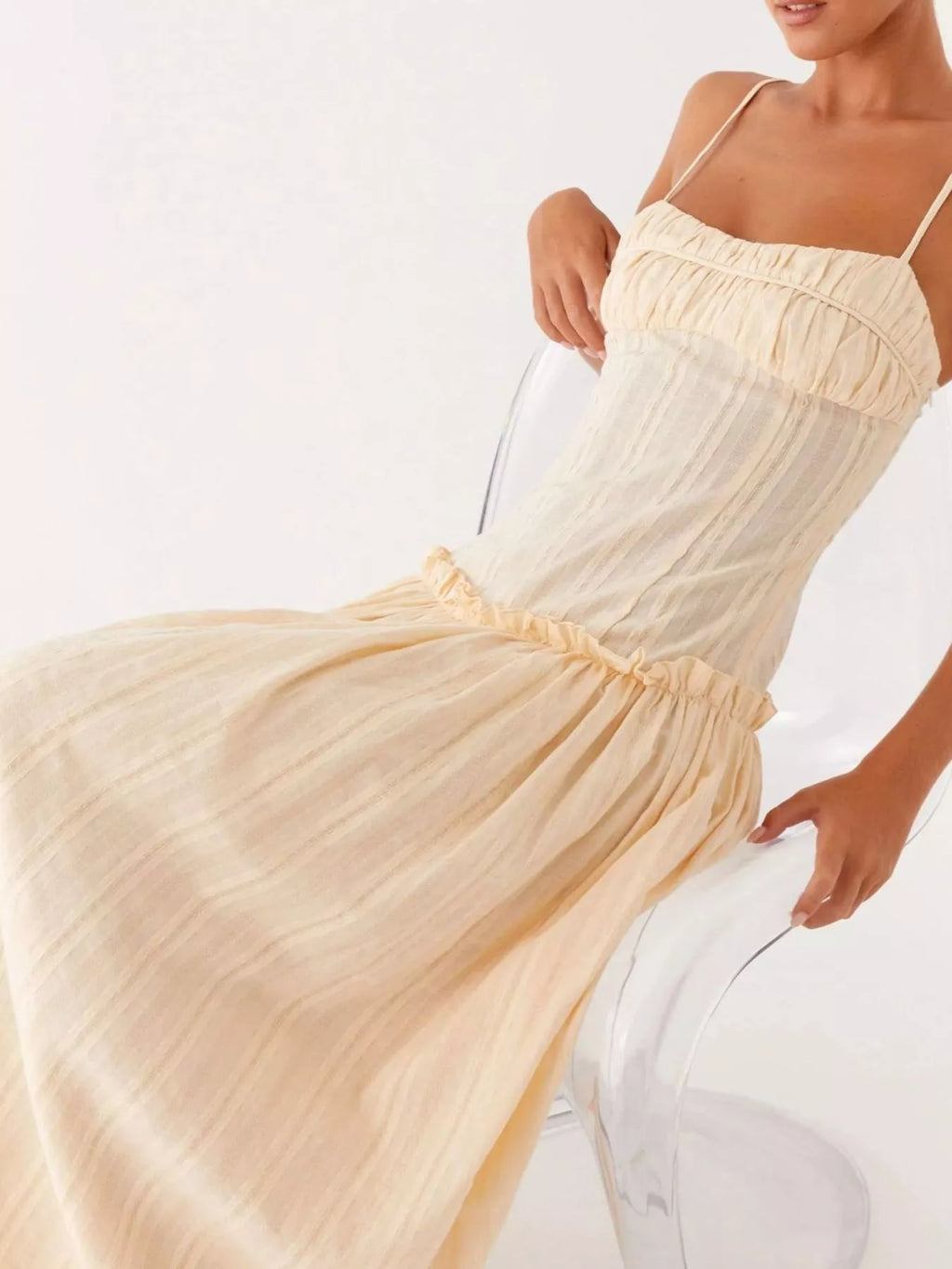 Frill Spaghetti Strap Maxi Dress
