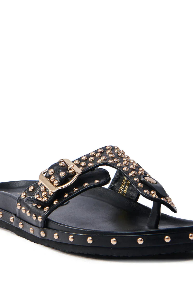 Azalea Wang Daisy Chain Studded Black Sandal