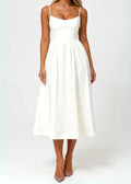 Wedding Guest Dress, Elegant Corset Midi Dress For Women - White, Light Blue, Pink, Purple