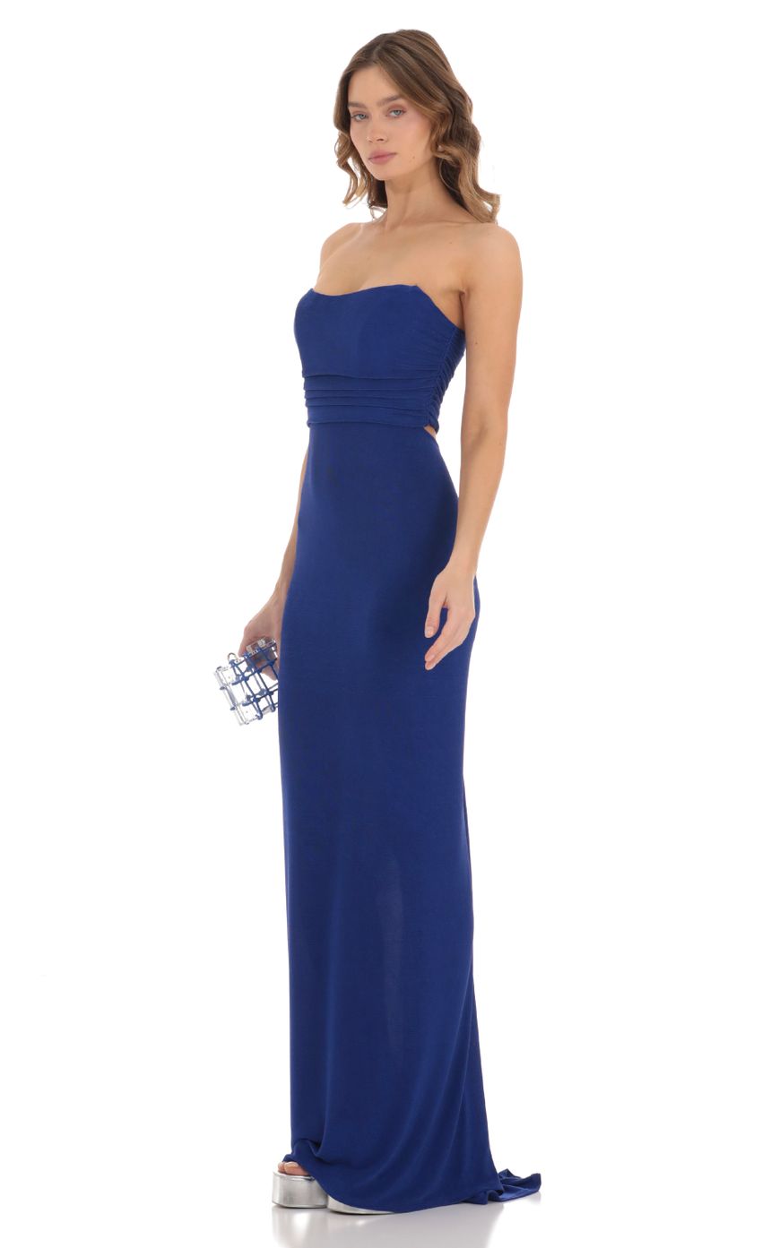Corset Strapless Maxi Dress in Blue