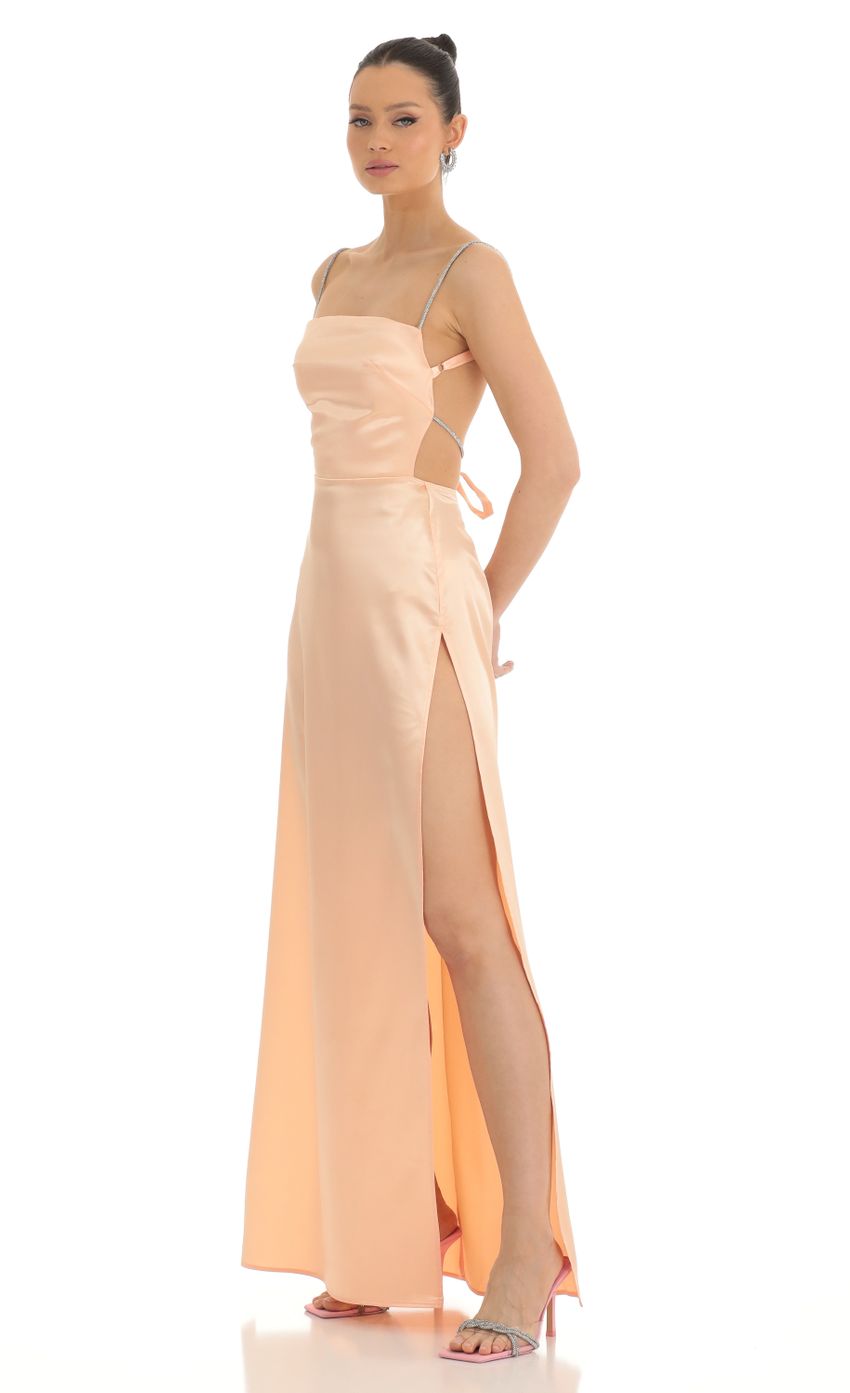Rhinestone Maxi Dress in Peach