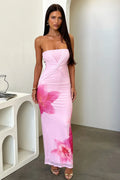Lennen Strapless Mesh Maxi Dress - Pink