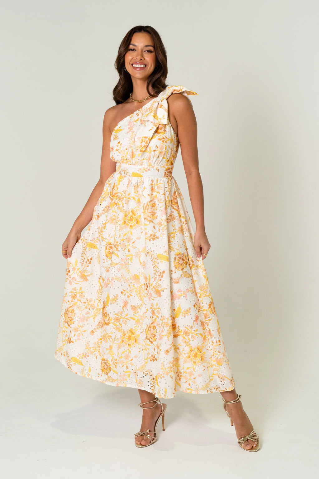 Amber One Shoulder Print Midi Dress