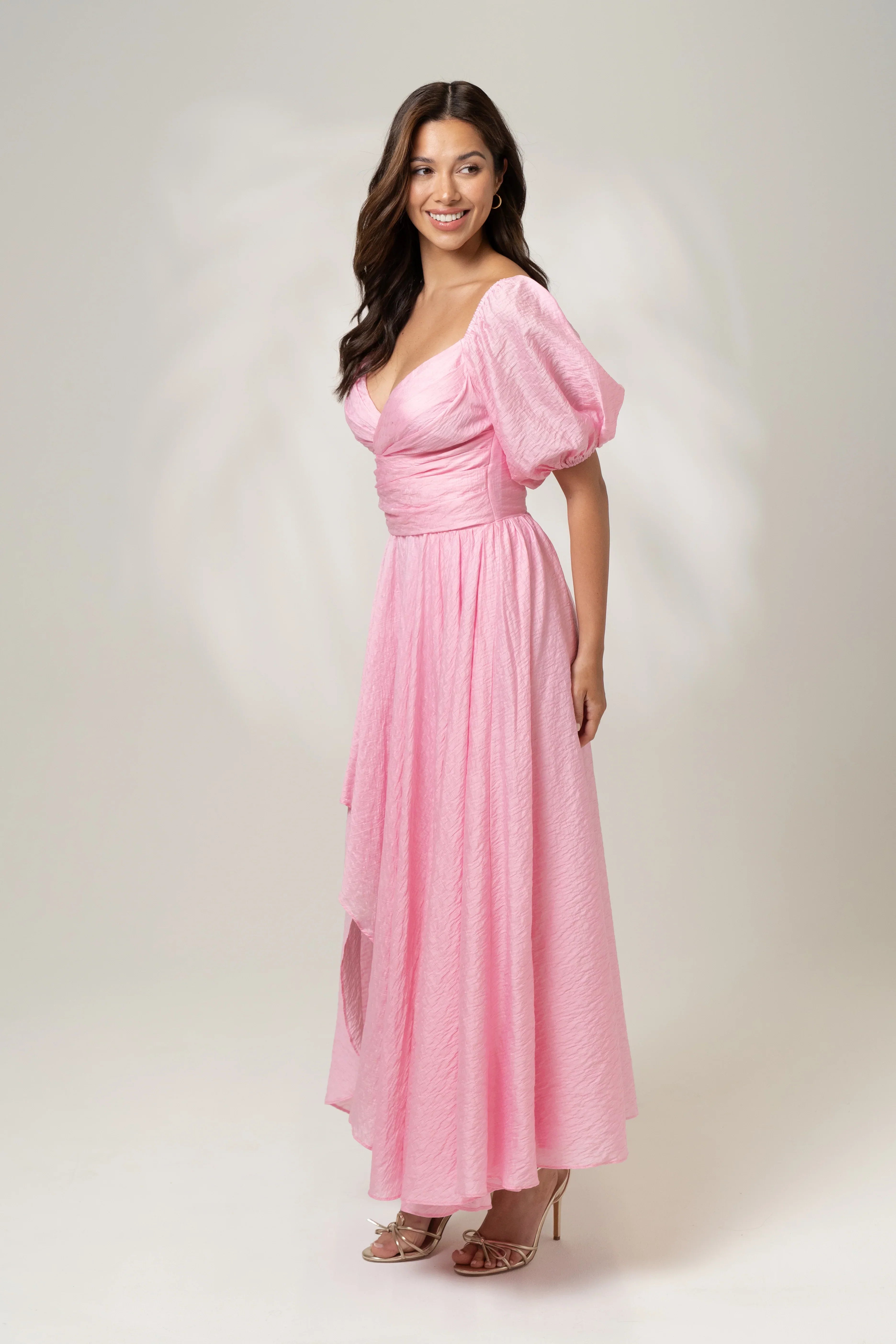 Bridget Puff Sleeve Maxi Dress With Side Slit