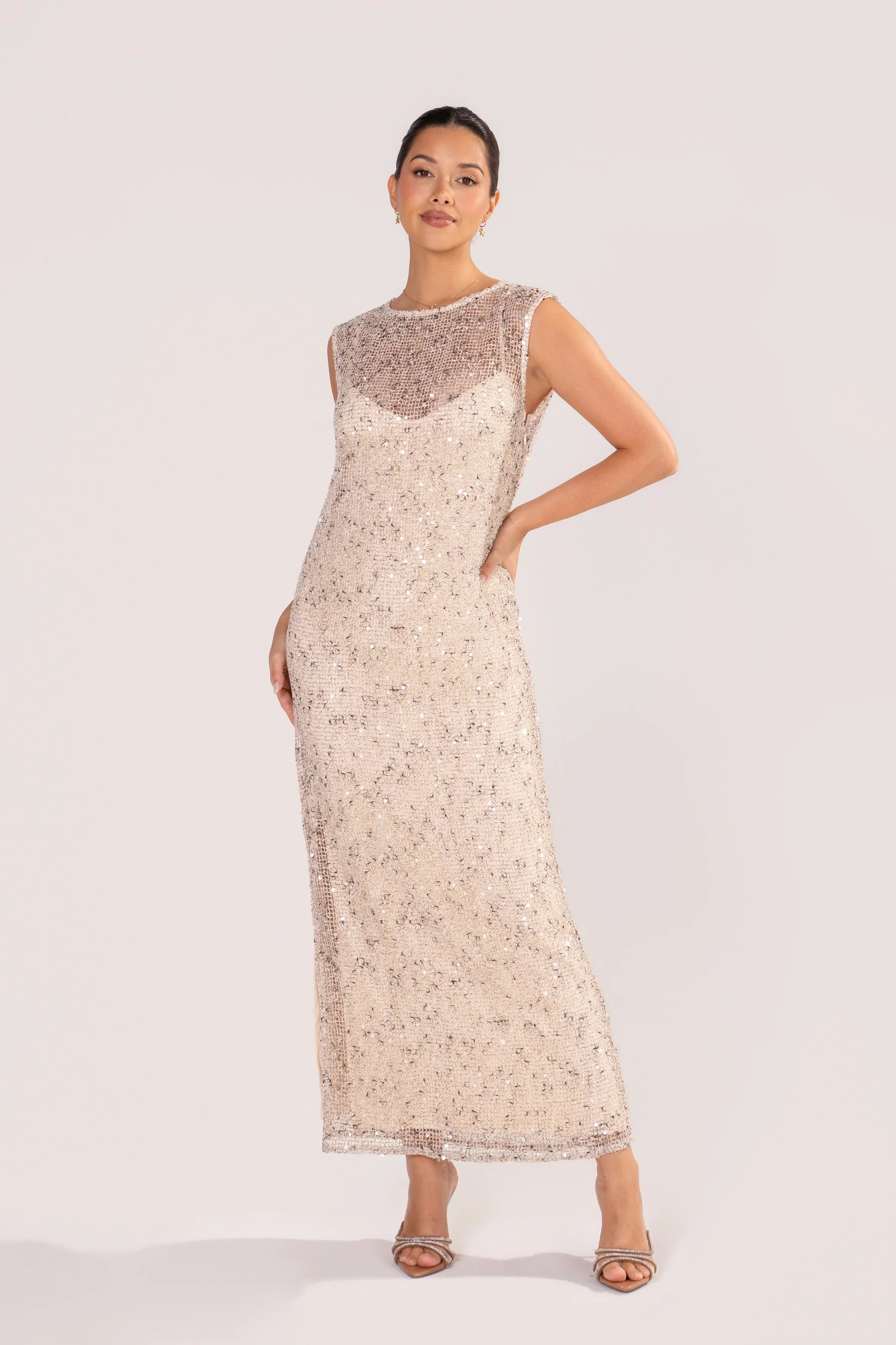 Athena Sequin Mesh Maxi Dress