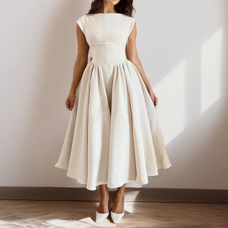 Elegant Pleated Midi Dress For Women