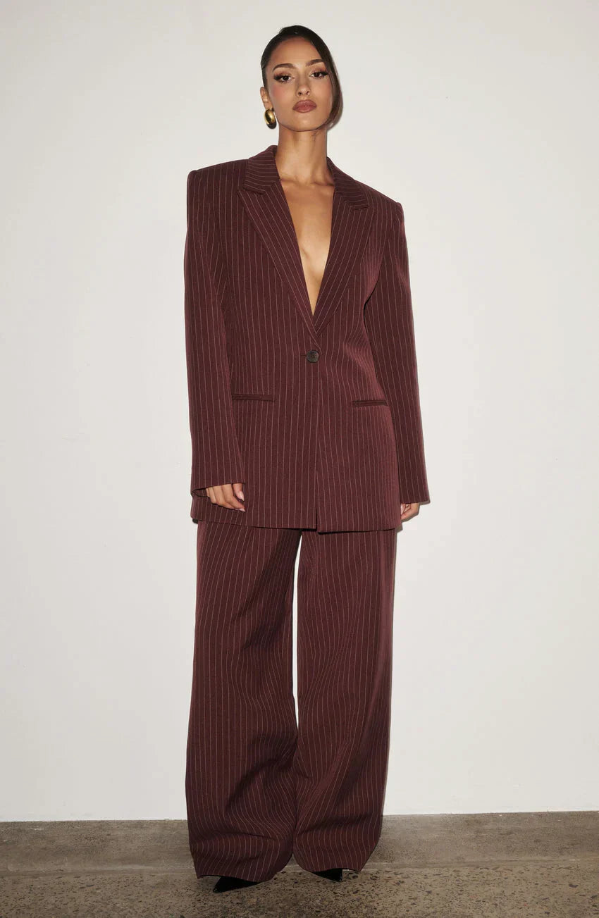 Kirsty Pants - Burgundy Pinstripe