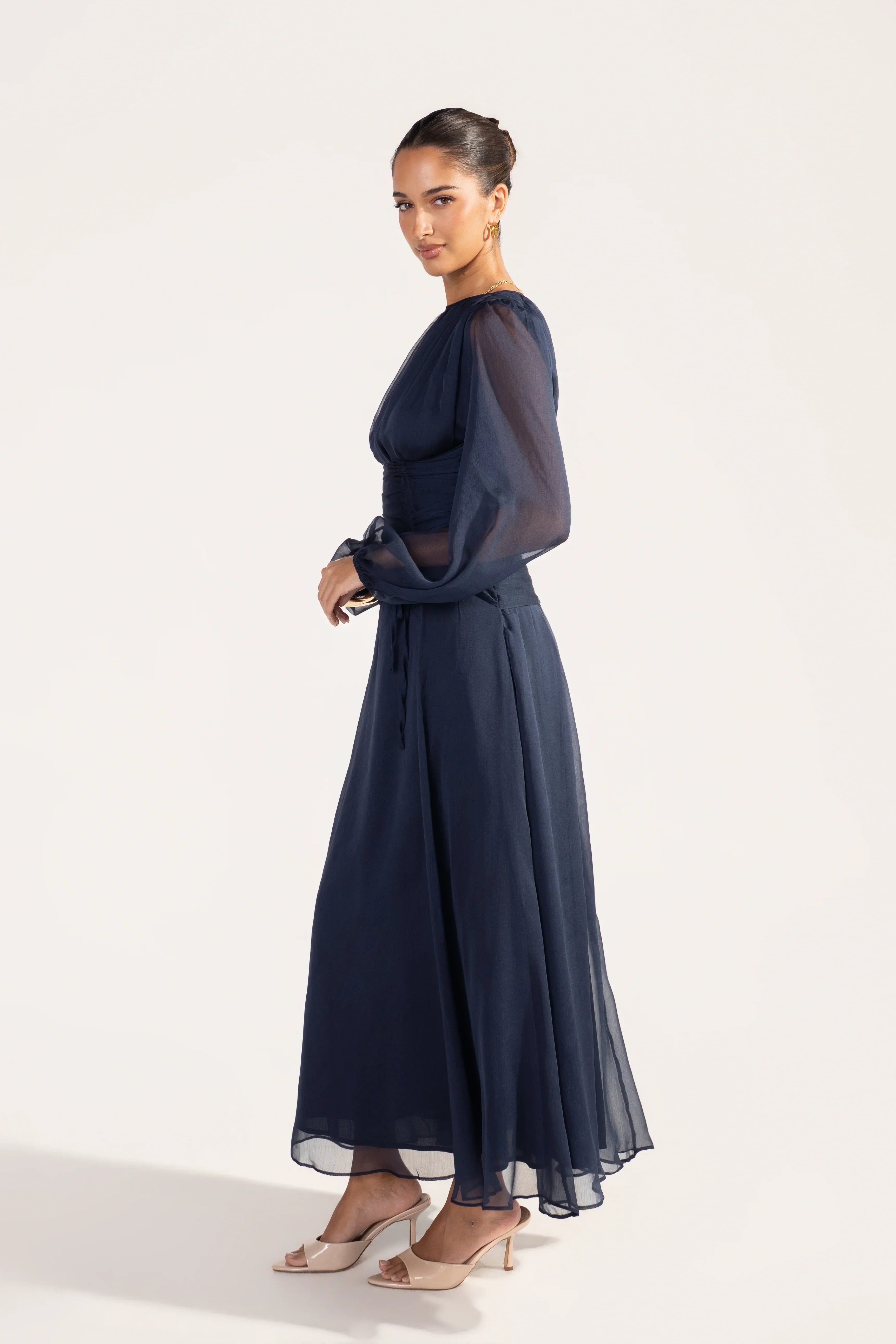Lunara Long Sheer Sleeve Maxi Dress