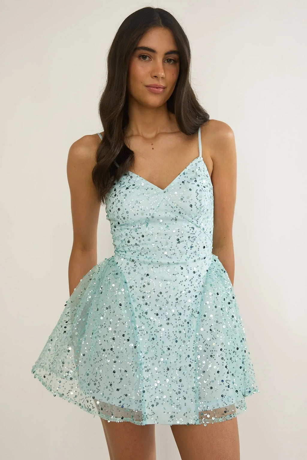 Roselisse Sequin Mini Dress Sage
