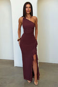 Floretta One-Shoulder Maxi Dress - Brown