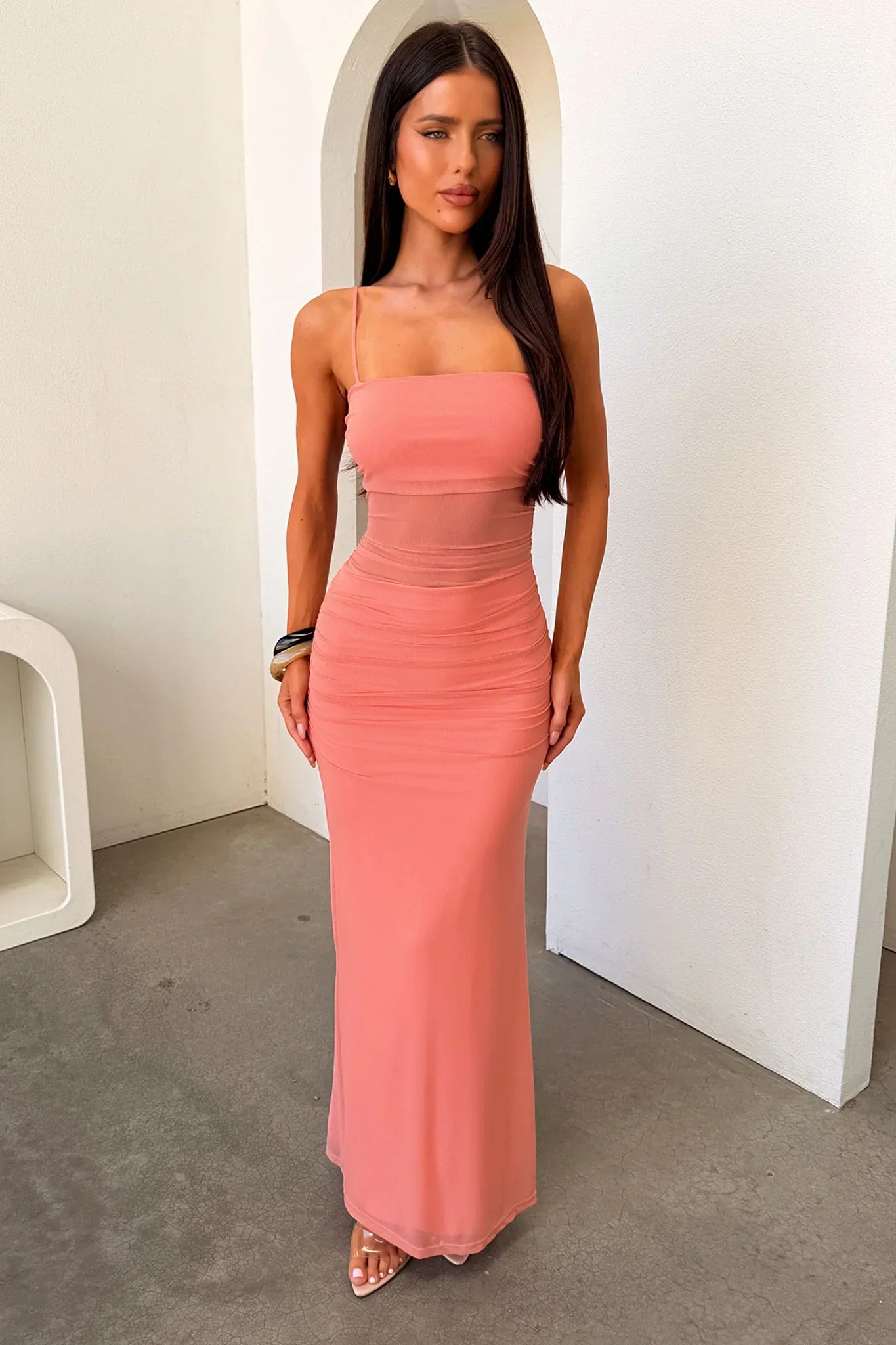 Camille Ruched Maxi Dress - Blush